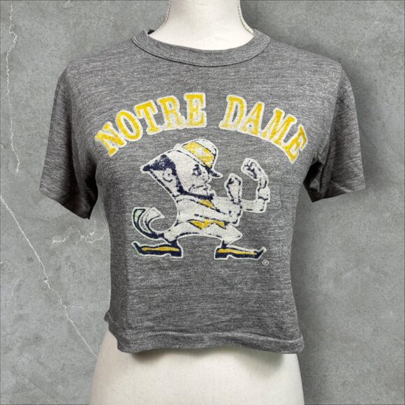 True Vintage 70's Russell Athletic Notre Dame Fighting Irish Crop Top USA -Small - Picture 2 of 8